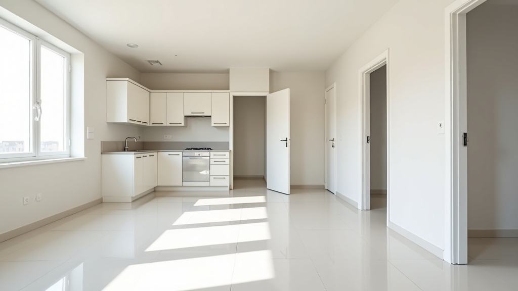 Move-out cleaning service in an empty home with polished floors